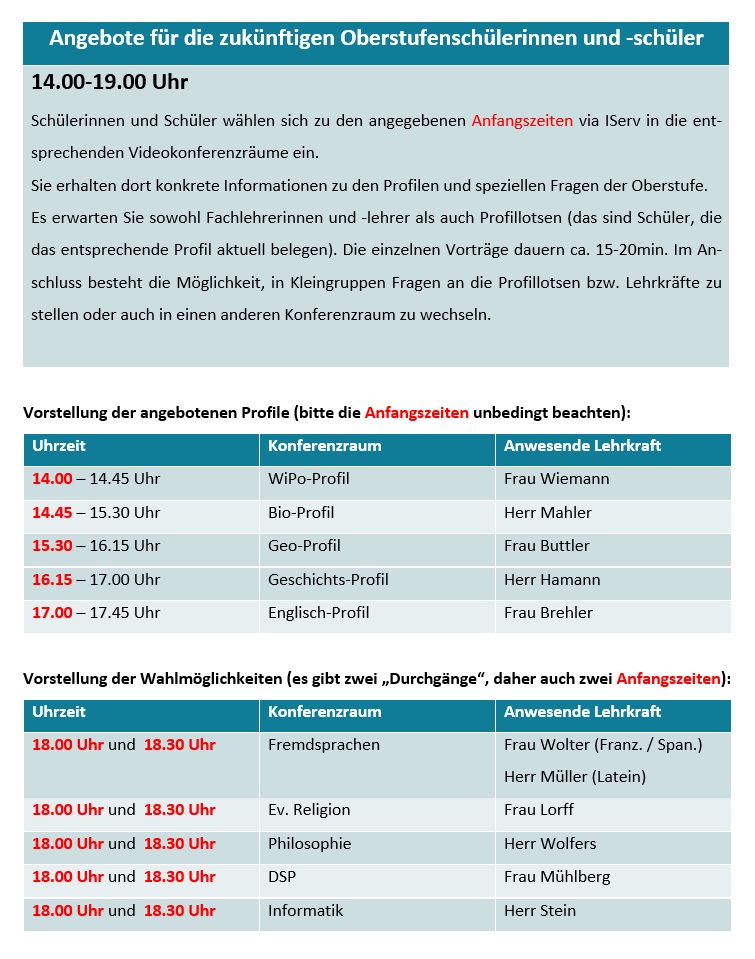 Angebot für Schüler